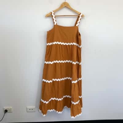 IRIS Maxi Mustard Sleeveless Maxi Dress  Size 14 