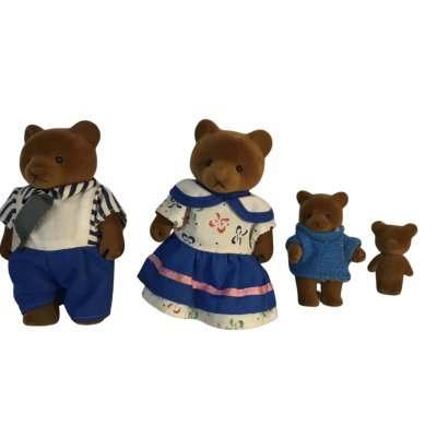 Vintage Sylvanian Family Teddy and Children as pictured