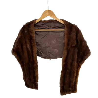 Stephen Dattner Womens vintage brown fur stole/shrug