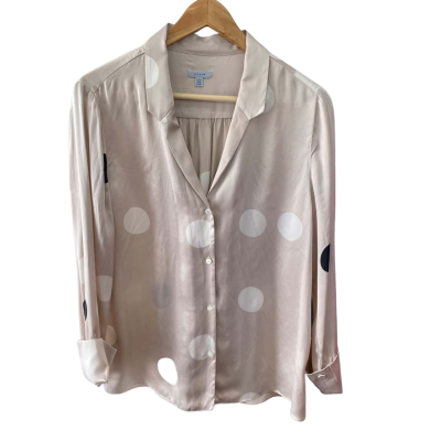 Jigsaw Womens  Size 12 Long Sleeve Shirt Beige / Black  / White 