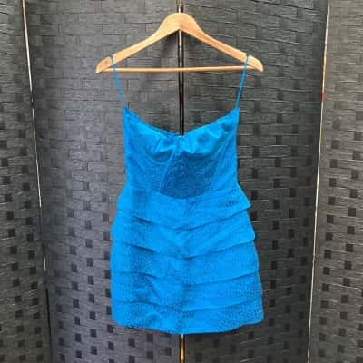 Seduce Womens  Size 10 Shoestring Strap Dress Blue 