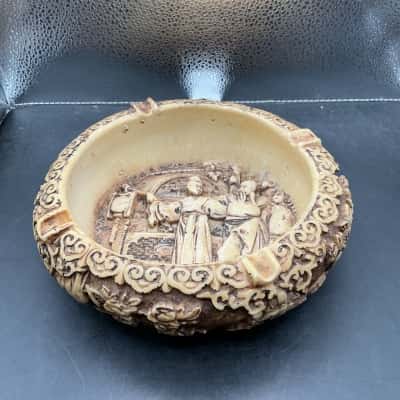 Cinnabar Carved Resin Ashtray