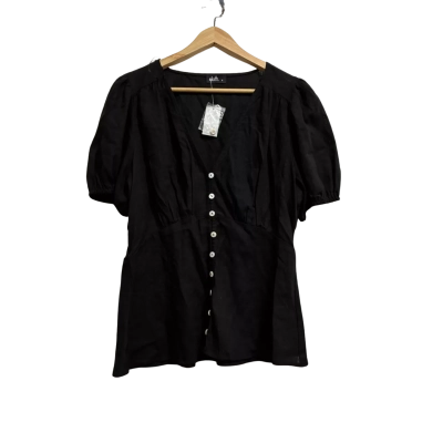 Dotti, Womens, Size 14, black button up deep v-neck top