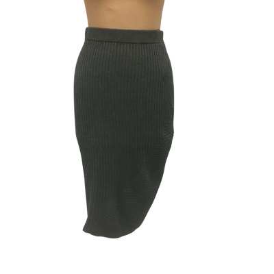 POL Asymmetric Knit Skirt Size S Grey Cotton Blend
