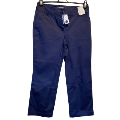 Jacqui-E Womens  Size 8 Straight Leg Pants Navy Blue 