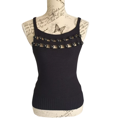 Sheike Womens  Size S Bead Trim Cami  Black  BNWT