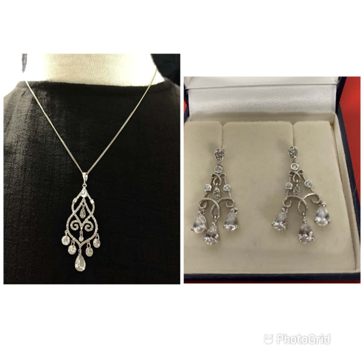 Sparkle Dainty Silver necklace with matching Earrings main image 1