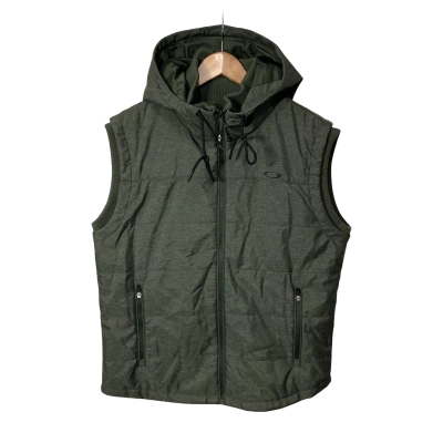 Oakley Mens Size L Khaki Green Zip Front Hooded Vest 