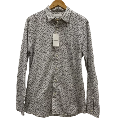 Country Road Mens Size L Long Sleeve Cotton Slim Fit Shirt Black  / White RRP$100