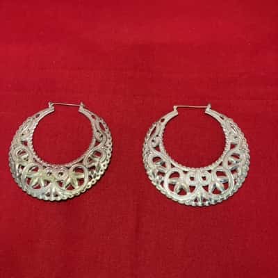  Women's Earrings Silver tone Boho Large Pierced Hoop Earrings Costume Jewellery