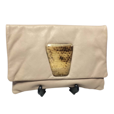 MANZONI Genuine cow hide Clutch Beige 