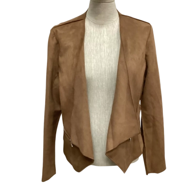 W-Lane Suede Drape Jacket  Size 14 Dark Camel 