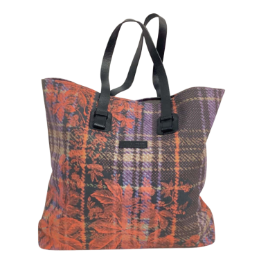  Louis Quatorze Large Soft Tote Bag  with Pebble Leather Straps Black  / Orange / Purple 