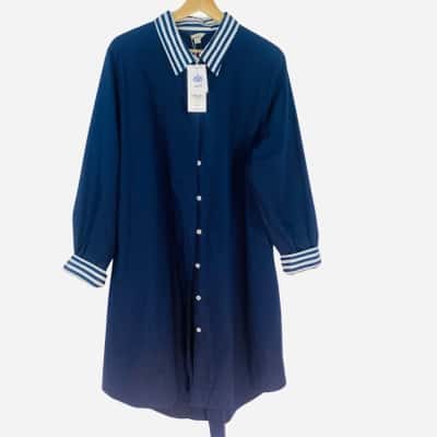 Adrift - Navy Blue Shirt Dress (Size L)