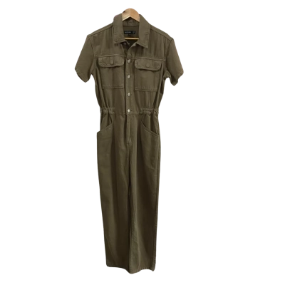 Womens  Decubja Size 10 Denim Jumpsuit Khaki 