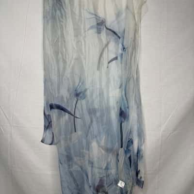 100% silk blue printed scarf (minor flaw- please read descriptio)
