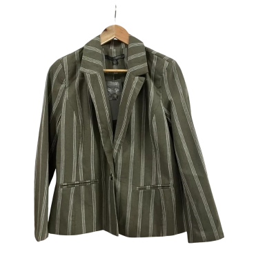 Womens  Liz Jordan Size 8 Stripe Linen Blazer Dusty Olive