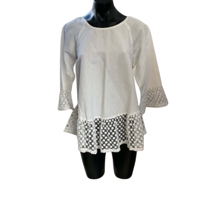 Lily T  Womens  Size M 3/4 Sleeve Top White 
