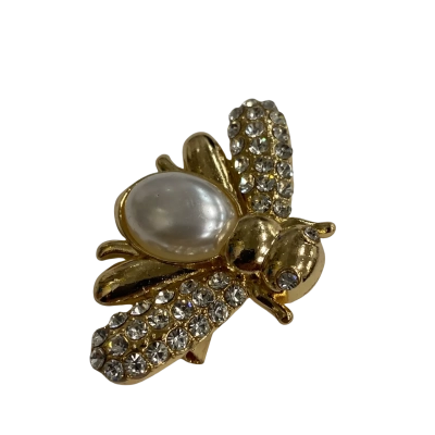  Womens faux blister pearl and diamanté 4.5cm Bee Brooch 