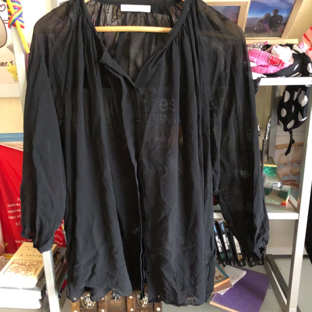 Morrison Size 1 Opaque Black Silk Blouse (s)