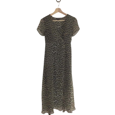 Topshop Womens  Size 8 Midi Dress Animal print 