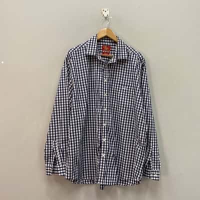 R.M. Williams Mens  Size XXL Long Sleeve Shirt Blue / Checked / White 