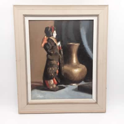 Vintage Still Life Oil Painting by J. Perkins