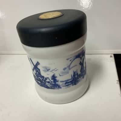 Vintage Holland valkenwaard opaline milk glass cigar humidor