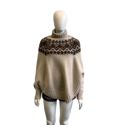 Massimo Dutti Women's Size S Alpaca & Wool Blend Knit Turtleneck Beige & Brown 