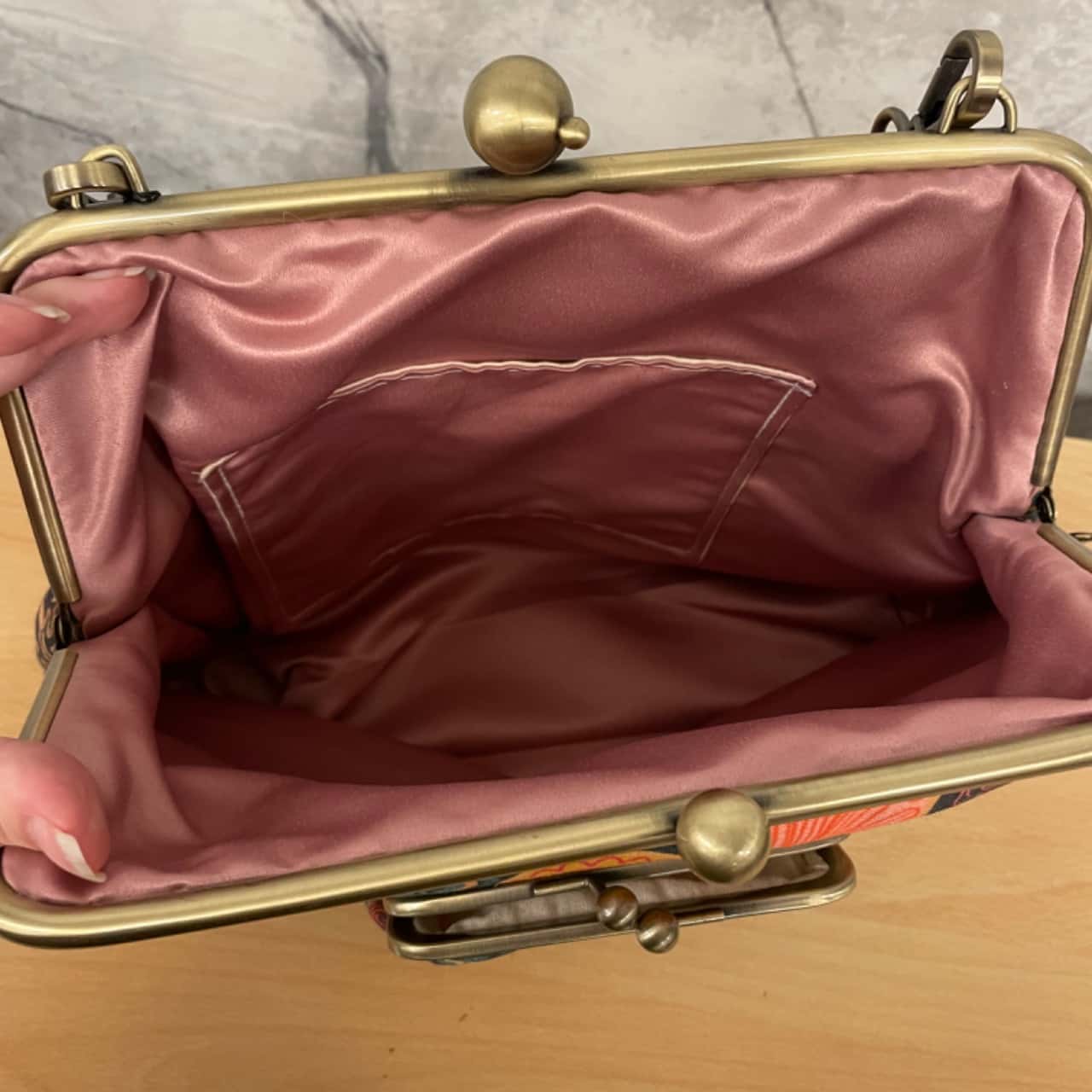 Pink Oasis Doodle Flora Handbag and Crossbody 2 Way Bag, Leather and Linen, Brand New with Tags