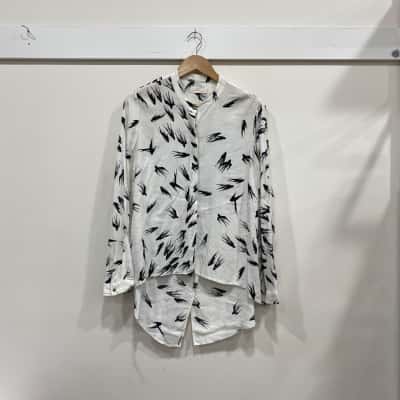 Sass & Bide Womens  Size 10 Long Sleeve Shirt Black  / White 