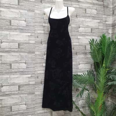  Womens  Size 10 Maxi Dress Black  / Silver 