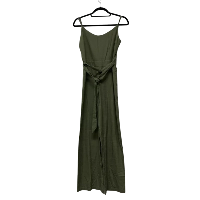 Fate & Becker Womens Wide Leg Jumpsuit with a Tie Waist Size 10 Olive 