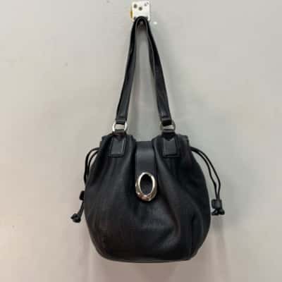 Oroton Womens Leather Shoulder Bag Black  