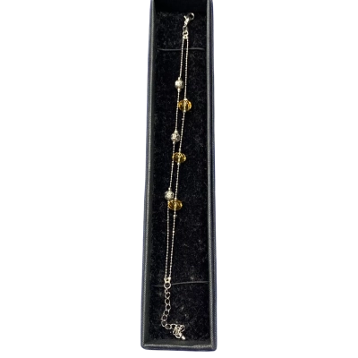  Womens Stirling silver, crystal beaded 17cm Bracelet 