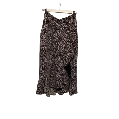 Cue Womens  Size 6 Midi Skirt Black  / Pattern / White 