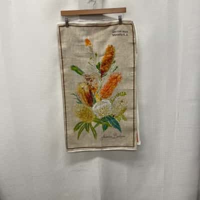 SA 2 Pcs Linen tea towel Australian Banksia 