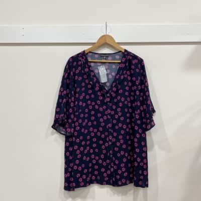 Autograph Womens  Size 18 Button Up Shirt Blue / Pink  