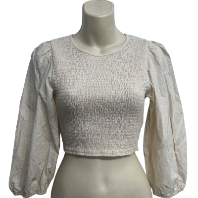 Seed Womens Size XS Beige Cropped Shirt 