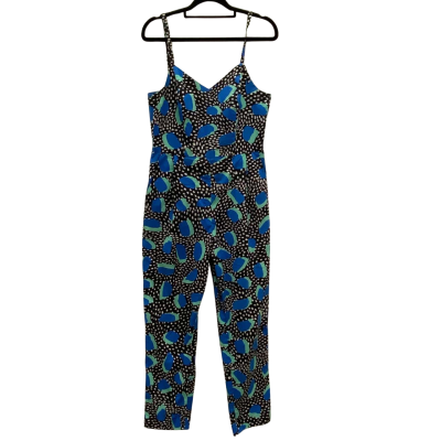 Gorman Womens Blue, Black and White Size 8 Sleeveless Jumpsuit 