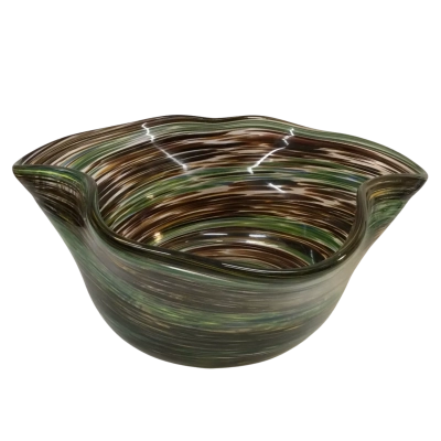 Green amd Brown Patterned Bowl Approx 27 x 14cm