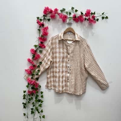 You + All Womens  Size 18 Blouse  Brown / Gingham 
