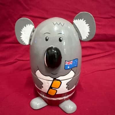 Vintage Aussie Treasures Koala Wooden Babushka Nesting Dolls Hand Painted