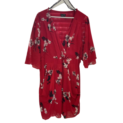 City Chic Womens  Size XL Cocktail Dress Black  / Floral / Red / White 