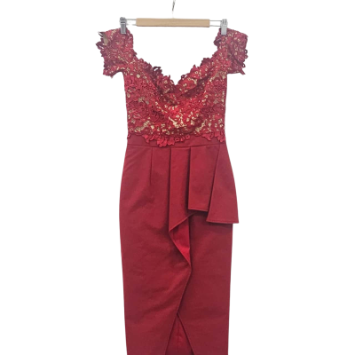  Womens  Size 6 Formal Dress / Mini Dress / Short Sleeve Dress  Red 
