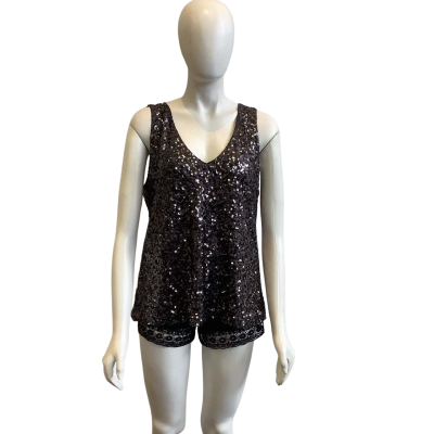 BNWT Witchery Women's Brand Size L V-Neck Sequin Tank Iron 