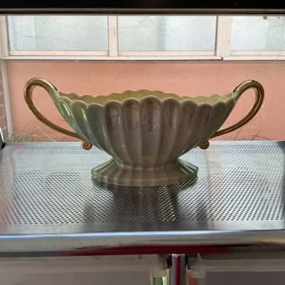 Green and Gold Wide Vase