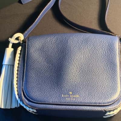 Kate Spade Davi Carleton Street Navy Blue and White Leather Crossbody Bag