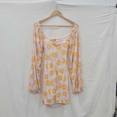Sabo Skirt Womens  Size 8 / S Casual Dress / Cocktail Dress / Floral Dress / Mini Dress Orange / Pink  / Yellow 