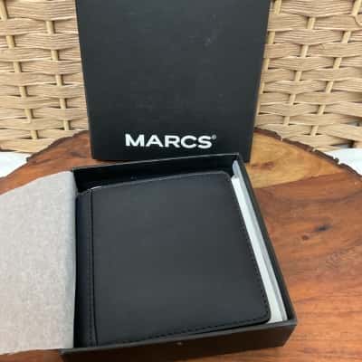 New MARCS Men’s OSFA Cambridge Bifold Wallet Black Leather Gift Present Wedding Retro 